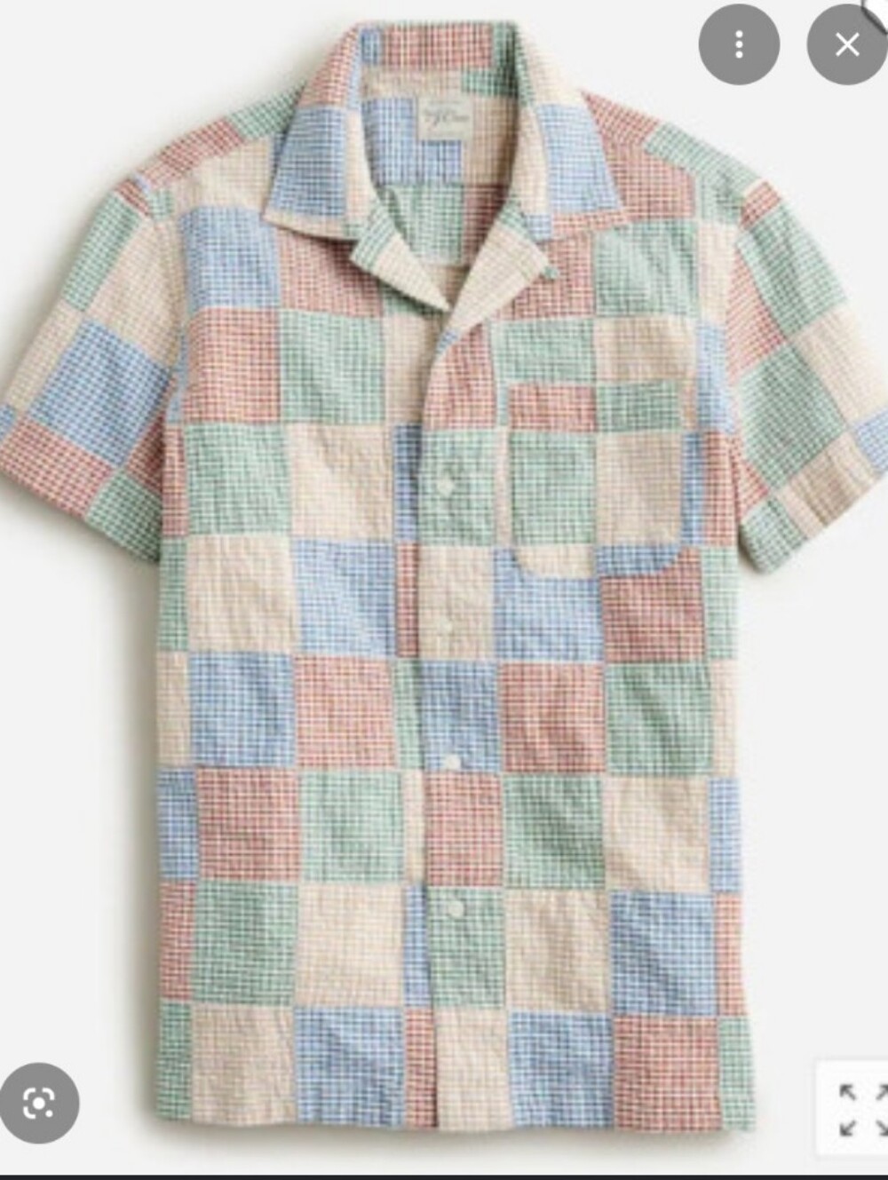 J. Crew Seersucker Camp Collar Shirt Short Sleeve Organic Cotton